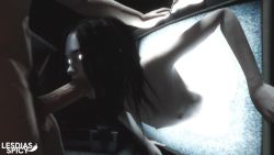 1boy 1girl 3d animated black_hair fast fellatio flat_chest ghost ghost_girl hetero highres irrumatio lesdias loli long_hair looping_animation nipples nude oral penis realistic solo_focus sound spectrophilia stuck television testicles the_ring uncensored upper_body veins veiny_penis video white_eyes yamamura_sadako