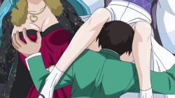 1boy 5girls accidental_pervert akashiya_moka animated anime_screenshot aono_tsukune audible_speech black_coat blue_hair blush breasts coat demon_girl dress embarrassed english_audio face_in_crotch grabbing_another&#039;s_breast groping groping_breast hand_on_breast head_between_thighs inner_moka japanese_clothes kimono knees_to_chest kurono_ageha kurono_kurumu large_breasts legs light_purple_hair mature_female mother_and_daughter multiple_girls red_dress rosario+vampire rosario+vampire_capu2 sexually_suggestive shirayuki_mizore shirayuki_tsurara smile sound sparkling_clothes tagme thighs video white_kimono yuki_onna