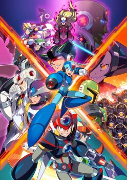 aiming aiming_at_viewer alia_(mega_man) arm_cannon armor axl_(mega_man) bald capcom character_request douglas_(mega_man) dynamo_(mega_man) gate_(mega_man) glowing helmet high_max_(mega_man) highres lifesaver_(mega_man) looking_at_viewer lumine_(mega_man) mega_man_(series) mega_man_x5 mega_man_x6 mega_man_x7 mega_man_x8 mega_man_x_(series) multiple_boys official_art power_armor sigma_(mega_man) signas_(mega_man) vile_(mega_man) vile_v_(mega_man) weapon x_(mega_man) zero_(mega_man)