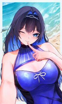 Rule 34 | absurdres, breasts, highres, hololive, hololive english, large breasts, non-web source, ouro kronii, sheelz518, swimsuit, virtual youtuber