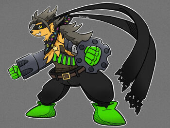 belt digimon digimon_(creature) highres mask original owlscribbles star_(symbol) wolvermon yellow_eyes