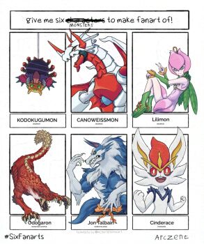 arczent canoweissmon character_request cinderace copyright_request darkstalkers digimon digimon_(creature) flower gen_8_pokemon jon_talbain kodokugumon lilimon monster_girl nintendo petals plant_girl pokemon