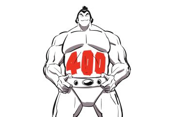 1boy absurdres belt broad_shoulders chonmage cropped_legs highres holding holding_belt kinnikuman looking_at_viewer male_focus muscular muscular_male short_hair smile strongman_waist sumo sushio topknot wolfman_(kinnikuman)