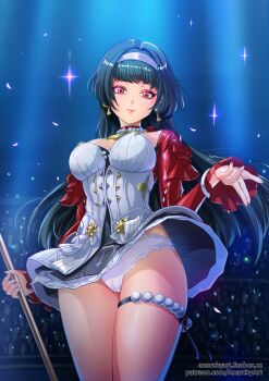 Rule 34 | 1girl, absurdres, anarchyart, astra yao, breasts, choker, closed mouth, dress, highres, jewelry, lace, lace-trimmed panties, lace trim, long hair, looking at viewer, medium breasts, nail polish, necklace, panties, pearl necklace, pink nails, red choker, red eyes, smile, solo, thigh strap, underwear, white dress, white panties, zenless zone zero