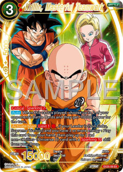1girl 2boys android_18 bald bald_male black_eyes black_hair blonde_hair blue_eyes couple dragon_ball dragon_ball_super happy husband_and_wife kuririn multiple_boys official_art serious smile son_goku tournament_of_power