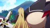 2girls animated areola_slip blonde_hair blurry blurry_foreground bouncing_breasts breasts close-up cloud huge_breasts kaneko_hiraku lady_j long_hair multiple_girls no_bra outdoors shikishima_mirei sky standing tagme valkyrie_drive valkyrie_drive_-mermaid- video