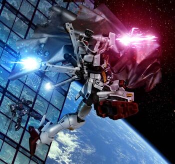 3d cape cloud commentary_request crossbone_gundam crossbone_gundam_x-1 crossbone_vanguard earth_(planet) gundam hiropon_(tasogare_no_puu) in_orbit jolly_roger machinery mecha mecha_focus metal_wings mobile_suit no_humans ocean photo_background planet realistic robot roundel science_fiction shot_lancer solar_panel_wings space thrusters vernier_thrusters zero_gravity zondo_gei