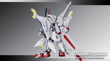 3d absurdres commentary_request gradient_background gundam gundam_hathaway's_flash highres inviter_oro machinery mecha mecha_focus missile_pod mobile_suit no_humans penelope_(hathaway's_flash) robot signature thrusters