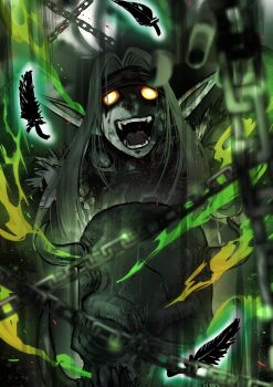 1boy black_feathers black_nails black_shirt blurry cape chain crackling_energy crazy crazy_smile daifuku1092 death_pisaro demon_boy depth_of_field dragon_quest dragon_quest_iv falling_feathers fangs feathers floating_hair fur-trimmed_cape fur_trim glowing glowing_eyes harness hashtag-only_commentary headband henshin highres horns horror_(theme) long_hair male_focus motion_blur no_pupils open_mouth parted_hair pisaro pointy_ears shirt skull smile solo transformation upper_body white_hair yellow_eyes