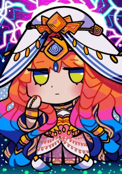 1girl closed_mouth commentary dress english_commentary eyelashes fate/grand_order fate_(series) full_body haydee_(fate) jitome long_hair looking_at_viewer maewenmitzuki riyo_(lyomsnpmp)_(style) solo veil very_long_hair white_dress white_veil yellow_eyes