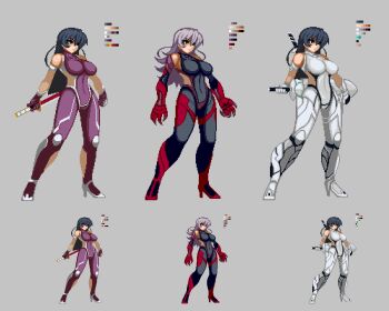00s bodysuit breasts igawa_asagi large_breasts nnn_(ttt193896) sprite_sheet taimanin_(series) taimanin_asagi taimanin_asagi_3