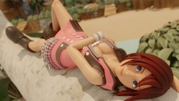 1girl 3d blue_eyes breasts cleavage highres kairi_(kingdom_hearts) kingdom_hearts looking_at_viewer red_hair solo tagme tksfm173