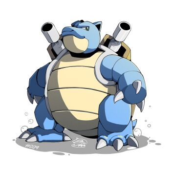 blastoise bubble claws clip_studio_paint_(medium) full_body gen_1_pokemon looking_at_viewer mistray-art nintendo no_humans numbered pokemon pokemon_(creature) signature simple_background solo standing white_background