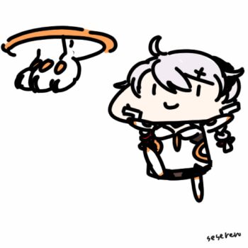 1girl ahoge animal_hands animated animated_gif braid braided_ponytail long_hair lowres portal_(object) seseren smile stomp summoning