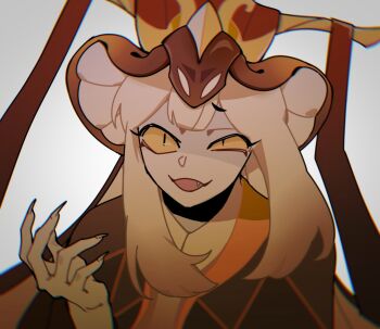 Rule 34 | 1other, androgynous, chinese clothes, cookie run, highres, kiuugo, long hair, looking at viewer, slit pupils, snake fruit cookie, very long hair, white hair, yellow eyes