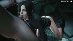 1boy 1girl 3d age_difference all_fours animated arched_back artist_name black_footwear black_hair black_shirt boots bottomless capcom eveline eyebrows fellatio full_body green_eyes hair_over_one_eye hetero highres indoors interior irispoplar irrumatio loli long_hair long_sleeves looking_at_another looking_up looping_animation nose oral penis resident_evil resident_evil_7:_biohazard shirt solo_focus uncensored video watermark