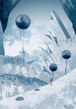 1girl artist_name blue_sky elma_(xenoblade_x) full_body hashtag-only_commentary highres in-universe_location monolith_soft outdoors scenery sky snow solo standing toosut0 twitter_username watermark xeno_(series) xenoblade_chronicles_(series) xenoblade_chronicles_x