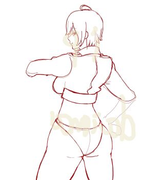 1girl angel_(kof) ass breasts from_behind jacket large_breasts short_hair the_king_of_fighters thighs