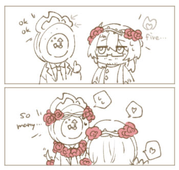 Rule 34 | 1boy, 1other, 2koma, absurdres, alternate costume, beard stubble, buttons, capelet, chibi, clock, closed mouth, coat, collared shirt, comic, crown of thorns, dante (limbus company), diamond (shape), diamond button, dress, e.g.o (project moon), english text, expressionless, facial hair, facing away, fire, flower, flower necklace, flower wreath, formal clothes, garden of thorns (e.g.o), glasses, gregor (project moon), greyscale, hair between eyes, hair flower, hair intakes, hair ornament, hair vines, hairband, half-closed eye, half-closed eyes, hand up, head wreath, heart, highres, jewelry, jitome, lily26983455, limbus company, long hair, long sleeves, looking at another, looking down, looking to the side, looking up, male bride, male focus, monochrome, multiple views, necklace, necktie, object head, official alternate costume, open clothes, open coat, parted bangs, partially colored, photoshop (medium), plant, project moon, red flower, red rose, red theme, rose, sanpaku, sash, semi-rimless eyewear, shirt, shoulder sash, simple background, sketch, speech bubble, spoken heart, spot color, stubble, suit, sweat, sweatdrop, thorns, thumbs up, too many, too many flowers, torn capelet, torn clothes, turtleneck, turtleneck dress, under-rim eyewear, upper body, vines, white background, wreath