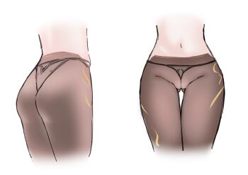 1girl 5tone14on absurdres ass black_panties black_pantyhose commentary_request gluteal_fold head_out_of_frame highres honkai_(series) honkai_impact_3rd luna_(honkai_impact) multiple_views navel panties panties_under_pantyhose pantyhose simple_background stomach underwear white_background