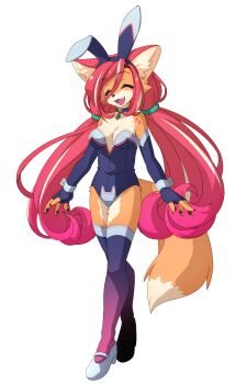 1girl a-pose animal_ear_fluff animal_ear_hairband animal_ears black_leotard breasts bunnimals cleavage commission dairi detached_sleeves fake_animal_ears furry furry_female gradient_thighhighs grey_shoes hair_between_eyes hairband highres large_variant_set leotard long_hair long_hair_between_eyes photoshop_(medium) pink_thighhighs playboy_bunny purple_thighhighs rabbit_ear_hairband rabbit_ears red_hair roza_(bunnimals) see-through_clothes see-through_sleeves shoes skeb_commission solo tachi-e thighhighs two-tone_thighhighs variant_set very_long_hair