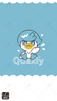 animal_focus beak bird blue_eyes closed_mouth commentary duck highres looking_at_viewer meme_(sleepsheep) nintendo no_humans pokemon pokemon_(creature) pokemon_focus quaxly smile solo sparkle symbol-only_commentary