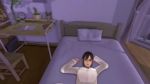 3d animated bed bedroom disembodied_hand unworn_eyewear glasses legs_up on_back on_bed pajamas pillow pov tagme throwing video vr_kanojo video what