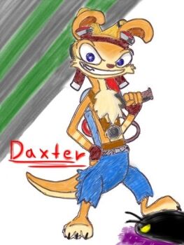 blood bug colored_blood daxter daxter_(game) image_sample jak_&amp;_daxter jak_and_daxter on1 ottsel pixiv_sample purple_blood yellow_eyes