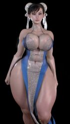1girl 3d almightypatty animated black_hair bouncing_breasts breasts brown_eyes bun_cover capcom choker chun-li cleavage closed_mouth curvy double_bun earrings hair_bun hair_ribbon highres huge_breasts jewelry looking_at_viewer looping_animation muscular muscular_female navel pearl_earrings pelvic_curtain plunging_neckline ribbon ribbon_choker shiny_skin short_hair solo street_fighter tagme thick_thighs thighs video virt-a-mate walking walking_towards_viewer wide_hips