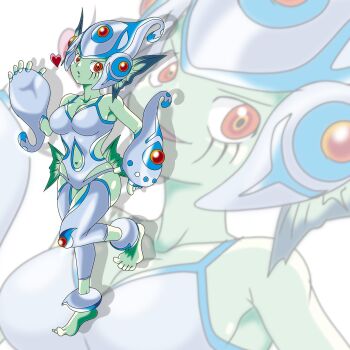 digimon digimon_(creature) fins frog_girl head_fins helmet monster_girl pixiv_121275590 ranamon