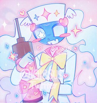 Rule 34 | 1018sus, 1boy, bow, bowtie, cosplay, dusekkar (roblox), forsaken (roblox), hat, hatsune miku, hatsune miku (cosplay), highres, holding, holding syringe, m@gical cure! love shot! (vocaloid), nurse cap, object head, open mouth, pink sailor collar, pumpkin head, roblox, sailor collar, smile, solo, sparkle, syringe, upper body, yellow bow, yellow bowtie