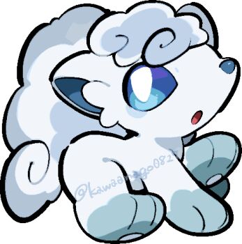:o alolan_form alolan_vulpix animal_focus chibi chibi_only commentary_request full_body gen_7_pokemon kawaanago lowres nintendo no_humans open_mouth pokemon pokemon_(creature) pokemon_focus solo transparent_background twitter_username