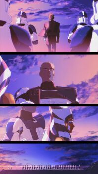 1girl 6+boys ahsoka_tano anakin_skywalker armor clone clone_trooper clone_wars helmet highres multiple_boys rex_(star_wars) sky star_wars star_wars:_the_clone_wars_(2008_tv_series) tagme