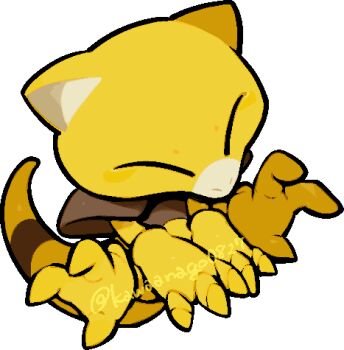 Rule 34 | abra, chibi, chibi only, closed eyes, commentary request, full body, gen 1 pokemon, kawaanago, lowres, nintendo, no humans, nostrils, pokemon, pokemon (creature), pokemon focus, solo, transparent background, twitter username