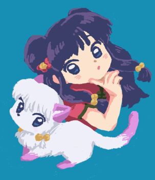 1girl china_dress chinese_clothes double_bun dress hair_bun highres long_hair open_mouth pink_eyes purple_hair ranma_1/2 shampoo_(ranma_1/2) sidelocks