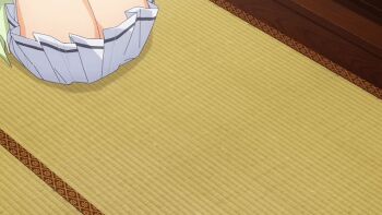 1girl 2025 20s animated animated_gif floor legs lying midriff_peek ruri_no_houseki shirt skirt socks tagme tanigawa_ruri thigh_focus thighs white_skirt white_socks