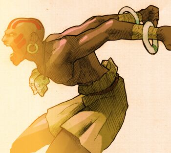 Rule 34 | 1boy, angry, bald, barefoot, bengus, capcom, dark skin, dhalsim, earrings, facepaint, facing to the side, fighting stance, game cg, highres, jewelry, male focus, marvel, marvel vs. capcom, marvel vs. capcom 2, muscular, necklace, no pupils, non-web source, official art, open mouth, scan, sidelighting, simple background, skull necklace, solo, street fighter, wrist wrap