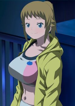 10s 1girl a196953 animated animated_gif bad_id bad_pixiv_id bouncing_breasts breasts female_focus gundam gundam_build_fighters gundam_build_fighters_try hoshino_fumina large_breasts md5_mismatch nipples smile solo ugoira undressing