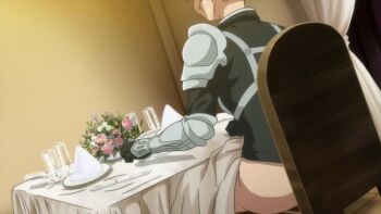 1boy 2girls animated animated_gif anime_screenshot breasts lisa_alpacas mimi_alpacas monster_girl multiple_girls nipples peter_grill_to_kenja_no_jikan table