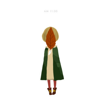 1girl blonde_hair brown_shoes covered_face dress female_focus full_body green_dress leaf nona_drops original pantyhose red_pantyhose shoes short_hair simple_background solo time white_background