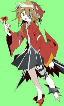 Rule 34 | 1other, ametsukana yago, androgynous, black hakama, bright pupils, brown hair, chinese commentary, colored skin, commentary request, cropped legs, green background, hachimaki, hakama, hakama short skirt, hakama skirt, headband, holding, holding mallet, hyottoko mask, japanese clothes, kimono, len'en, ling s, long sleeves, mallet, mask, mask on head, nejiri hachimaki, open mouth, other focus, red eyes, red kimono, short hair, simple background, sketch, skirt, smile, solo, white headband, white pupils, white skin, wide sleeves