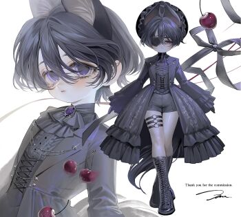 Rule 34 | 1boy, animal ears, commission, full body, original, ouji fashion, purple eyes, skeb commission, tail, thigh strap, victorian, wolrero