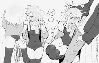 ... 1boy 1girl ? baraag_username blush body_freckles breasts commentary degrees_of_lewdity english_commentary fellatio flower freckles grabbing_another's_hair greyscale hair_between_eyes hair_flower hair_ornament hair_over_one_eye hand_in_pocket hands_in_pockets heart hetero holding_another's_hair jacket long_hair mittens monochrome one-piece_swimsuit one_eye_closed open_mouth oral penis player_character_(degrees_of_lewdity) player_character_(female)_(degrees_of_lewdity) scarf small_breasts spoken_ellipsis spoken_heart spoken_question_mark squatting sweat swimsuit thighhighs tnso whitney_(degrees_of_lewdity) whitney_(male)_(degrees_of_lewdity)