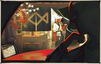 2girls blue_hair colored_skin commentary_request demon_girl demon_horns green_hair guru.zong highres horns incest japanese_clothes kneesocks_(psg) long_hair multiple_girls panty_&amp;_stocking_with_garterbelt red_skin scanty_(psg) school_uniform siblings sisters solo_focus yuri