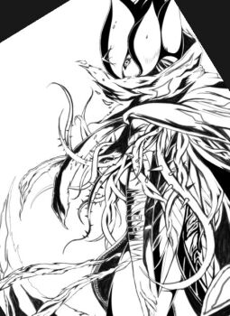 Rule 34 | 1girl, bancholilimon, bandages, belt, digimon, looking at viewer, solo, thorns