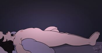 1futa 1girl animated animated_gif black_hair cirno developing_erection erection flat_chest futanari inaba_tewi interior large_penis looking_at_penis navel nipples nude penis pillow rabbit_ears riiya_(riiya932) sleeping testicles touhou