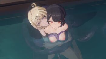 3d animated ellen_joe nipples octopus_girl pantsulette shark_girl tagme tentacles video water yidhari_murphy yuri zenless_zone_zero