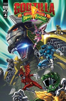 2girls 4boys anguirus armor artist_collaboration baragon_(godzilla) black_bodysuit black_king_caesar_ranger blue_anguirus_ranger blue_bodysuit bodysuit boom!_studios comic_cover crossover dino_buckler dragon_caesar dragon_ranger dragonzord dyemooch giant giant_monster glowing_mouth godzilla godzilla_(series) gold_armor green_bodysuit green_godzilla_ranger highres idw_publishing kaiju kiba_ranger king_caesar_(godzilla) mammoth_ranger matt_frank mecha mighty_morphin_black_ranger mighty_morphin_blue_ranger mighty_morphin_green_ranger mighty_morphin_pink_ranger mighty_morphin_power_rangers mighty_morphin_red_ranger mighty_morphin_white_ranger mighty_morphin_yellow_ranger mini_wings monster mothra mouth_beam multiple_boys multiple_girls official_alternate_costume official_art pink_mothra_ranger power_rangers power_rangers_(boom!_studios) ptera_ranger red_bodysuit red_rodan_ranger robot rodan superhero_costume tiger_ranger tokusatsu tricera_ranger tyranno_ranger wings yellow_baragon_ranger yellow_bodysuit