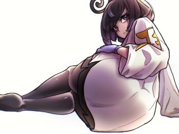 1girl ass gwynn_(pokemon) huge_ass pokemon pokemon_legends:_z-a purple_eyes purple_hair simple_background solo white_background wldud9_9