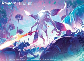 absolute_virtue after_battle armor claws copyright_name copyright_notice defeat final_fantasy final_fantasy_xi floating long_arms magic:_the_gathering monster plant polearm spear toni_infante tree weapon wings